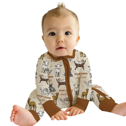 Blessed Christmas Custom Christian Baby Convertible Zippy Romper, Custom First Christmas Christian Baby Romper Convertible BB0651