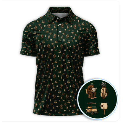 Bigfoot Men's Green Golf Polo Shirt, Sasquatch Bigfoot Golf Shirts GZ0228