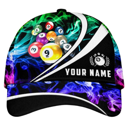 Custom Billiard Multicolor Smoke Baseball Cap With Name, Custom Pool Billiard 3D Printed Hat CP0419