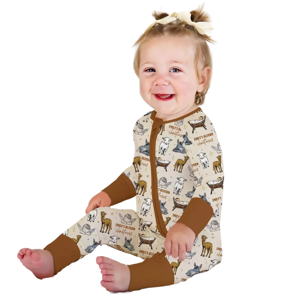 Blessed Christmas Custom Christian Baby Convertible Zippy Romper, Custom First Christmas Christian Baby Romper Convertible BB0651