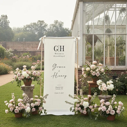 Personalized Fabric Welcome Wedding Banner With Couple Name, Personalized Welcome Sign Banner For Wedding Day WD0199