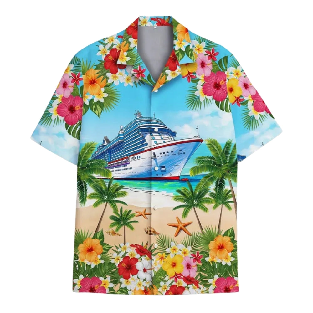 Aw Ship It's A Girl's Trip Custom Floral Cruise Hawaiian Shirt For Women, Custom Cruise Girl Trip Hawaiian Shirts HE0302