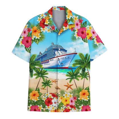 Aw Ship It's A Girl's Trip Custom Floral Cruise Hawaiian Shirt For Women, Custom Cruise Girl Trip Hawaiian Shirts HE0302