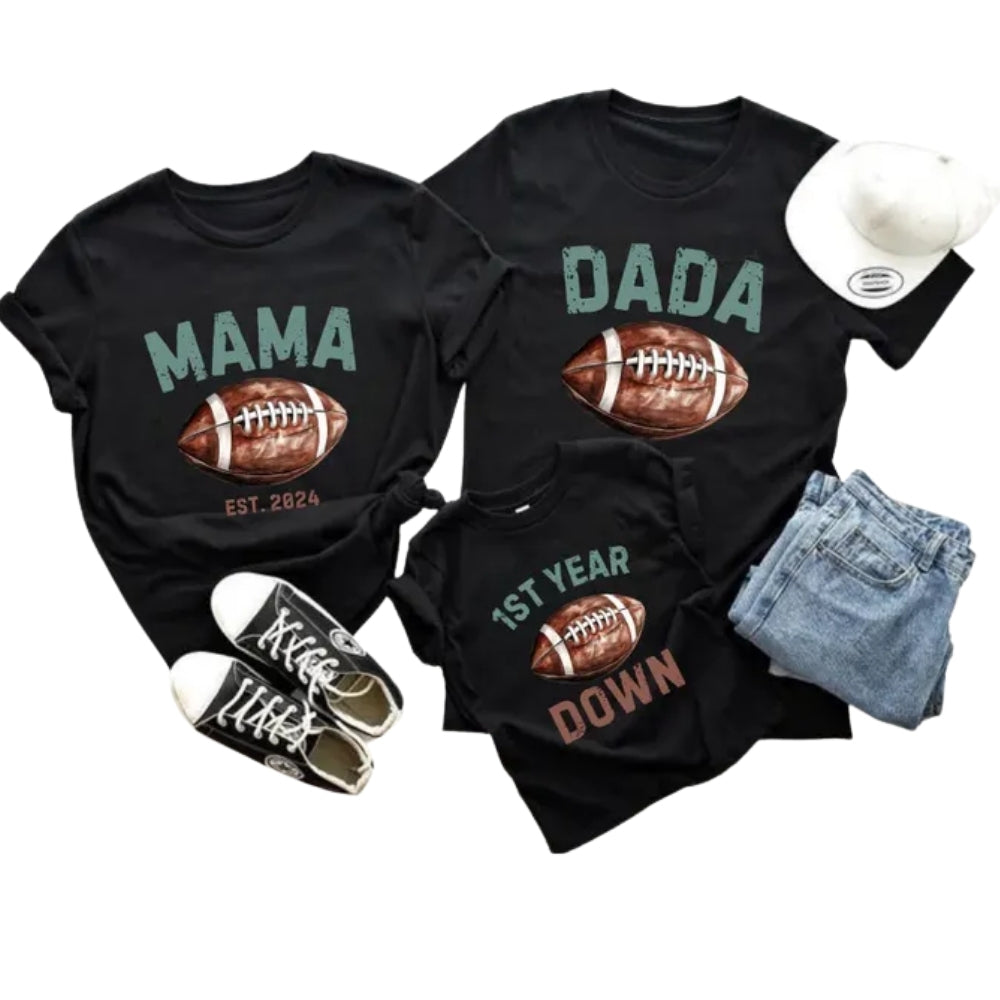 Custom Football First Birthday Matching Family T Shirts, Personalized 1st Birthday Football Family Shirts ET0333