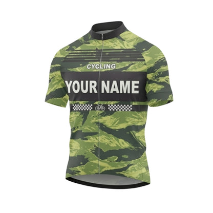 Custom Green Camo Cycling Short Sleeve Jersey Mens, Custom Camo Cycling Jerseys CG0525