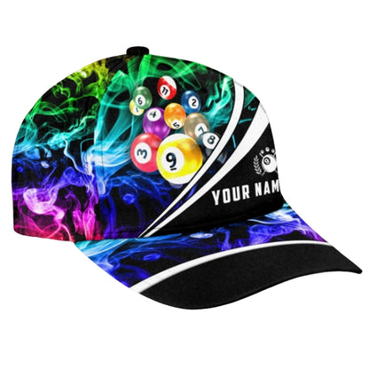 Custom Billiard Multicolor Smoke Baseball Cap With Name, Custom Pool Billiard 3D Printed Hat CP0419