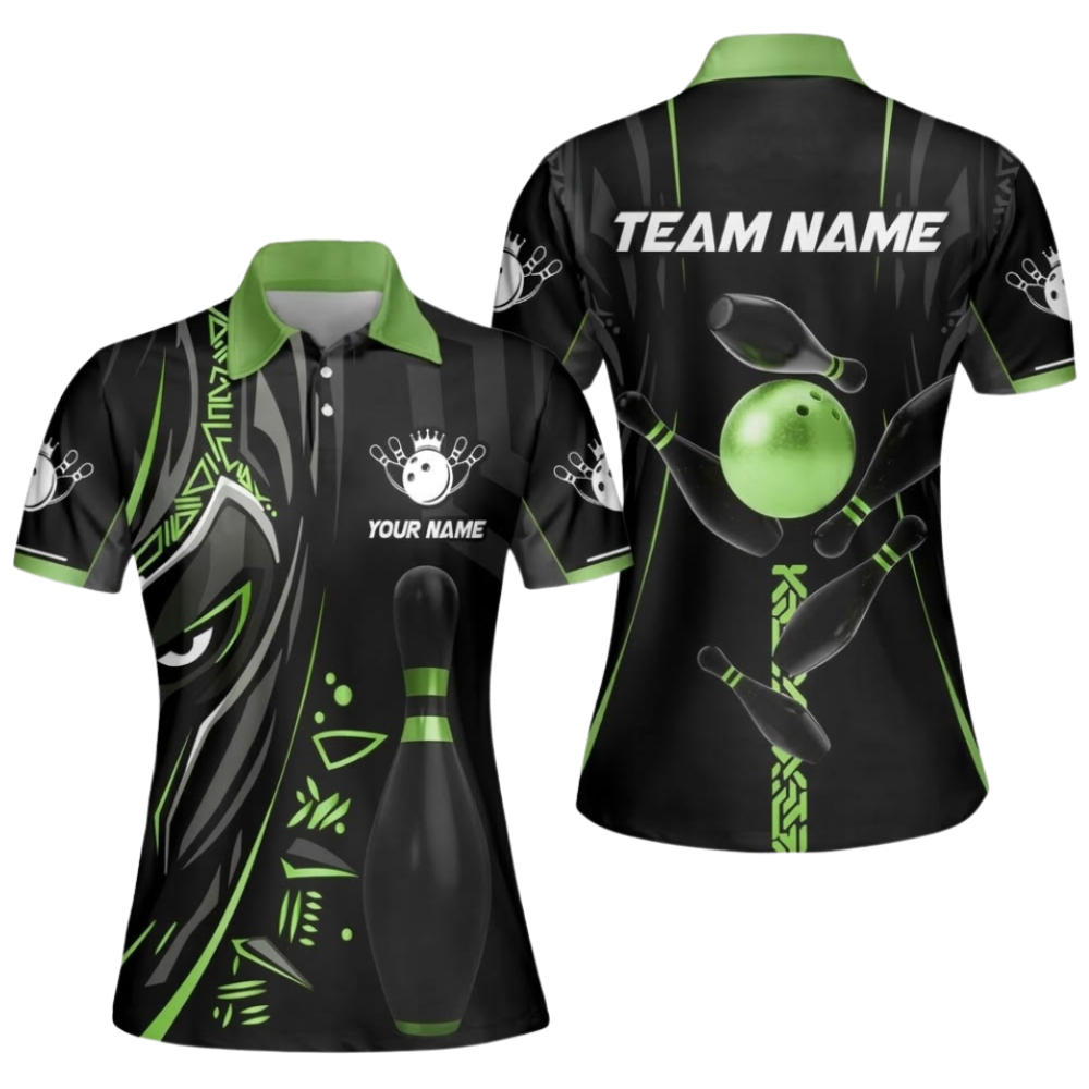 Custom Panther Tribal Women's Bowling Polo Shirt, Custom Tribal Bowling Team Shirt Ladies BZ0925