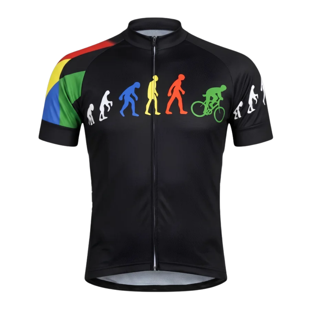 Evolution Of Man Cycling Short Sleeve Jersey For Men, Funny Black Cycling Jersey CG0854