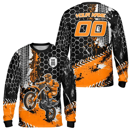 Custom Rider Blue Black Motocross Long Sleeve Mens Jersey, Custom Racing Dirt Bike Jerseys MZ0107