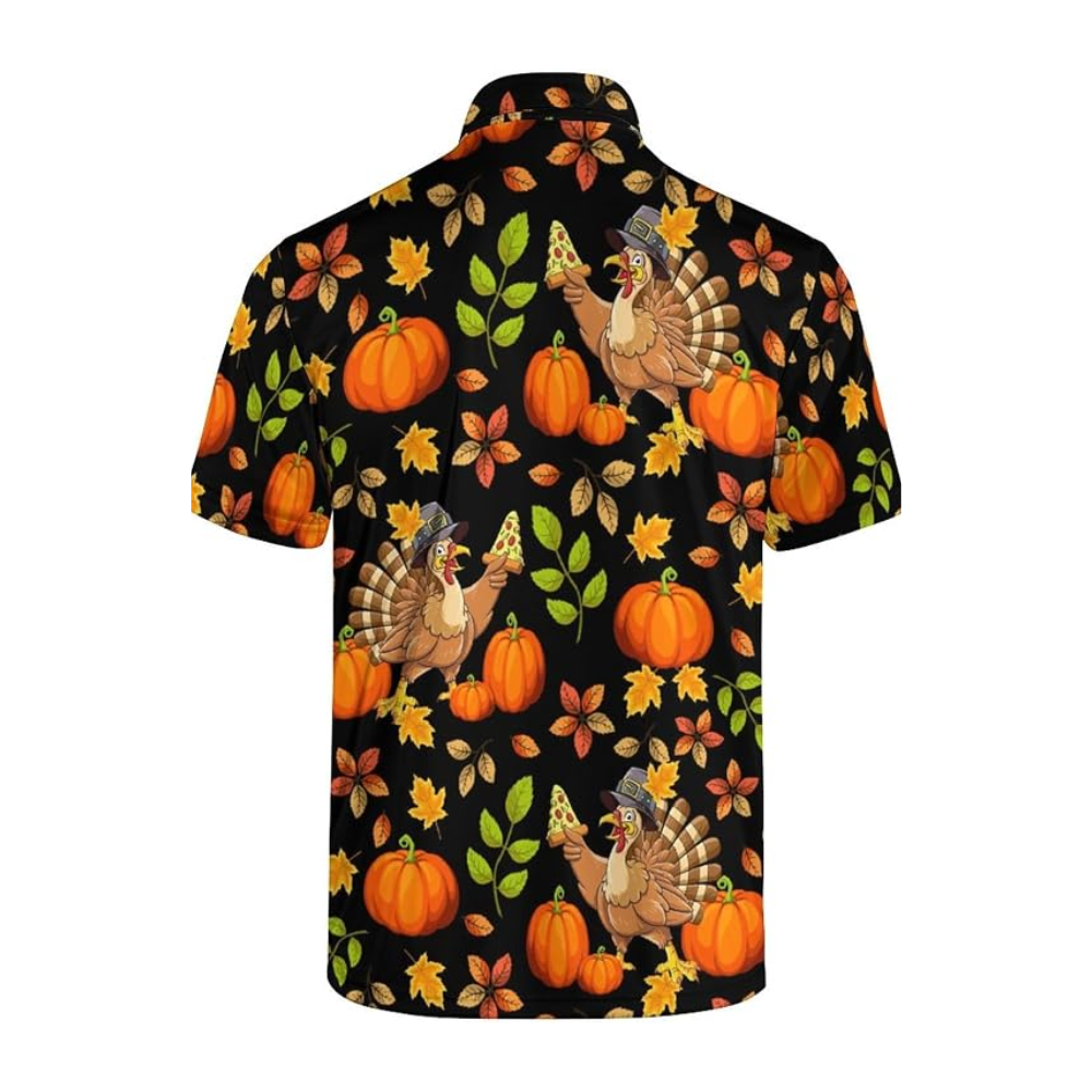 Pumpkin Funny Turkey Golf Polo Shirt For Men, Thanksgiving Golf Shirts GZ0441