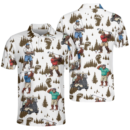 Men's Sasquatch Bigfoot Golf Polo Shirt, Bigfoot Golf Shirt GE0585