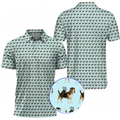 Mens Beagle Golf Polo Shirt Cyan, Dog Beagle Golf Shirts GZ0388
