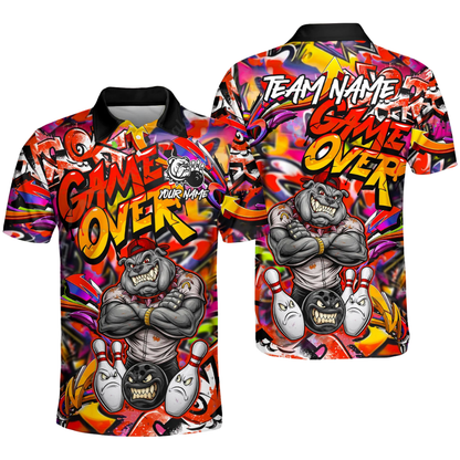 Custom Bulldog Graffiti Bowling Mens Polo Shirt, Custom Bulldog Bowling Team Shirts BZ0521