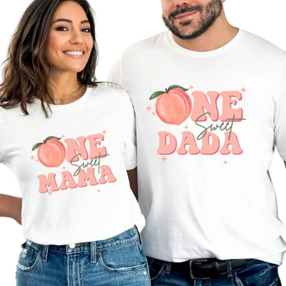 One Sweat Peach 1st Birthday Matching Family T Shirts, Peach First Birthday Matching Shirts For Family ET0364