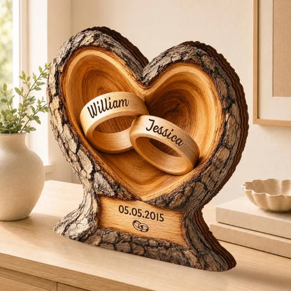 Custom Interlocking Rings Couple Wooden Plaque, Custom Wedding Keepsake Wooden Block WD0767