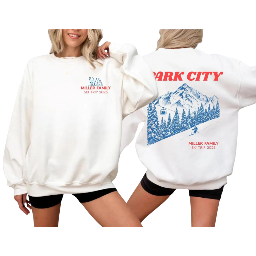 Personalized Family Ski Trip Matching Sweatshirt, Custom Ski Vacation Family Sweatshirts ET1344