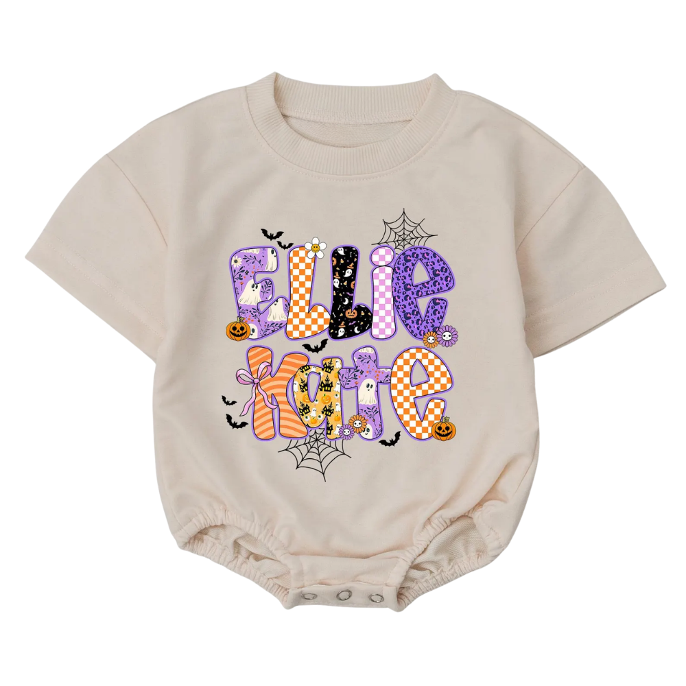 Custom Name Spooky Halloween Baby T Shirt Romper, Personalized Halloween Baby Romper BB0059