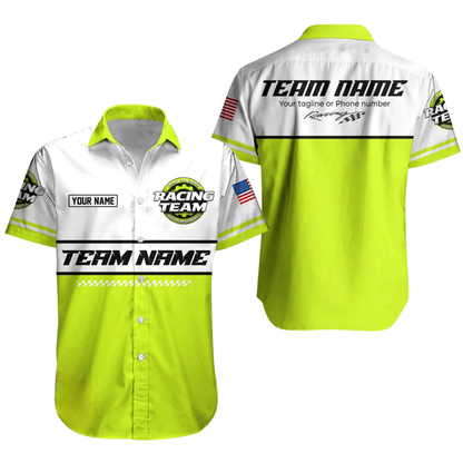 Custom Racing Team Work Hawaiian Shirt Mens, Personalized Mechanic Racing Uniforms HE0680