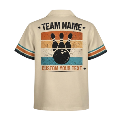 Custom Retro Beige Hawaiian Shirt For Men, Custom Retro Bowling Shirt For Team BZ0763