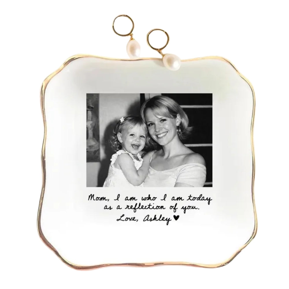 Custom Photo Mother of The Bride Jewelry Dish, Personalized Photo Jewelry Dish for Mom on Wedding Day WD0078