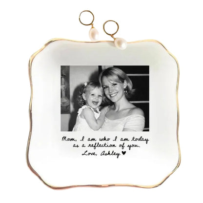 Custom Photo Mother of The Bride Jewelry Dish, Personalized Photo Jewelry Dish for Mom on Wedding Day WD0078