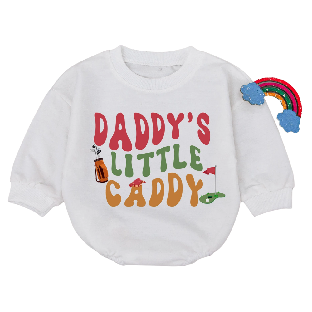Daddy's Little Caddy Baby Romper Sweatshirt, Baby Golf Romper Sweatshirt BB0079
