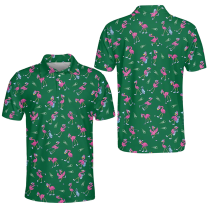 Men's Flamingo Funny Golf Polo Shirt, Flamingo Golf Shirts GE0593