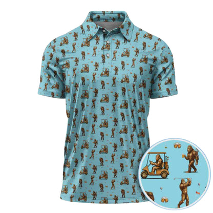 Bigfoot And Beer Golf Polo Shirt For Mens, Bigfoot Sasquatch Golf Shirts GE0260