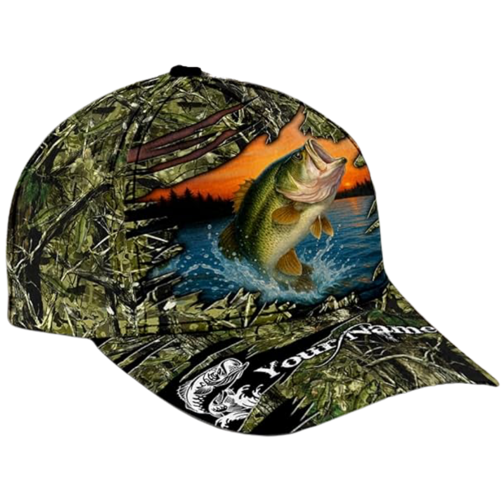 Custom Camo Fishing Baseball Cap, Custom Fishing Lovers Caps Hats CP0528