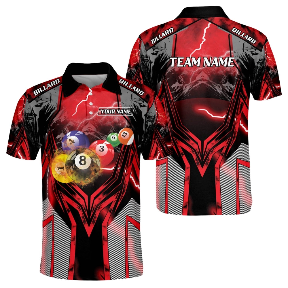 Custom Lighting Thunder Billiard Men Polo Shirts, Custom Pool Billiard Team Shirts BIZ0158