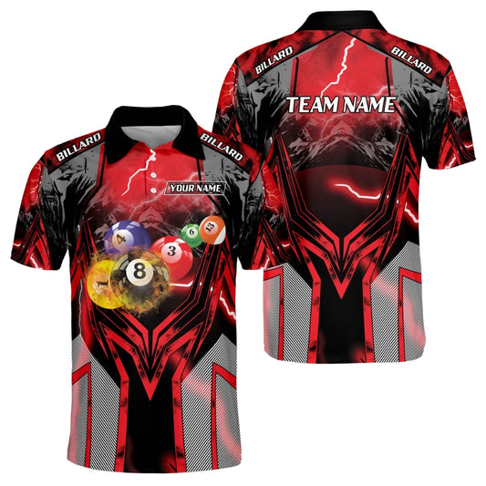 Custom Lighting Thunder Billiard Men Polo Shirts, Custom Pool Billiard Team Shirts BIZ0158