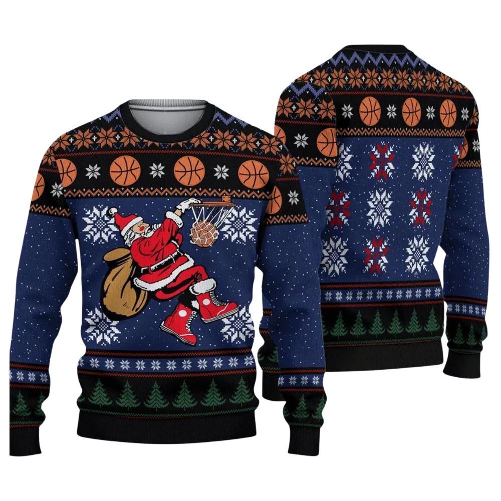 Basketball Santa Christmas Ugly Sweater, Basketball Xmas Sweatshirt 2D1236