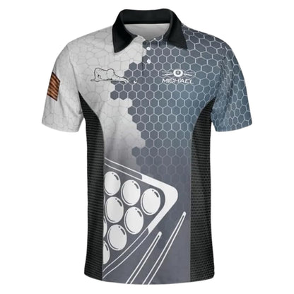 Custom Team Blue And White Billiard Polo Shirts For Mens, Custom Billiard Shirts BIZ0234