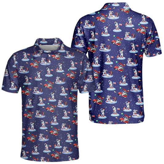 Astronaut Navy Golf Mens Polo Shirt, Astronaut Space Golf Shirts GE0565