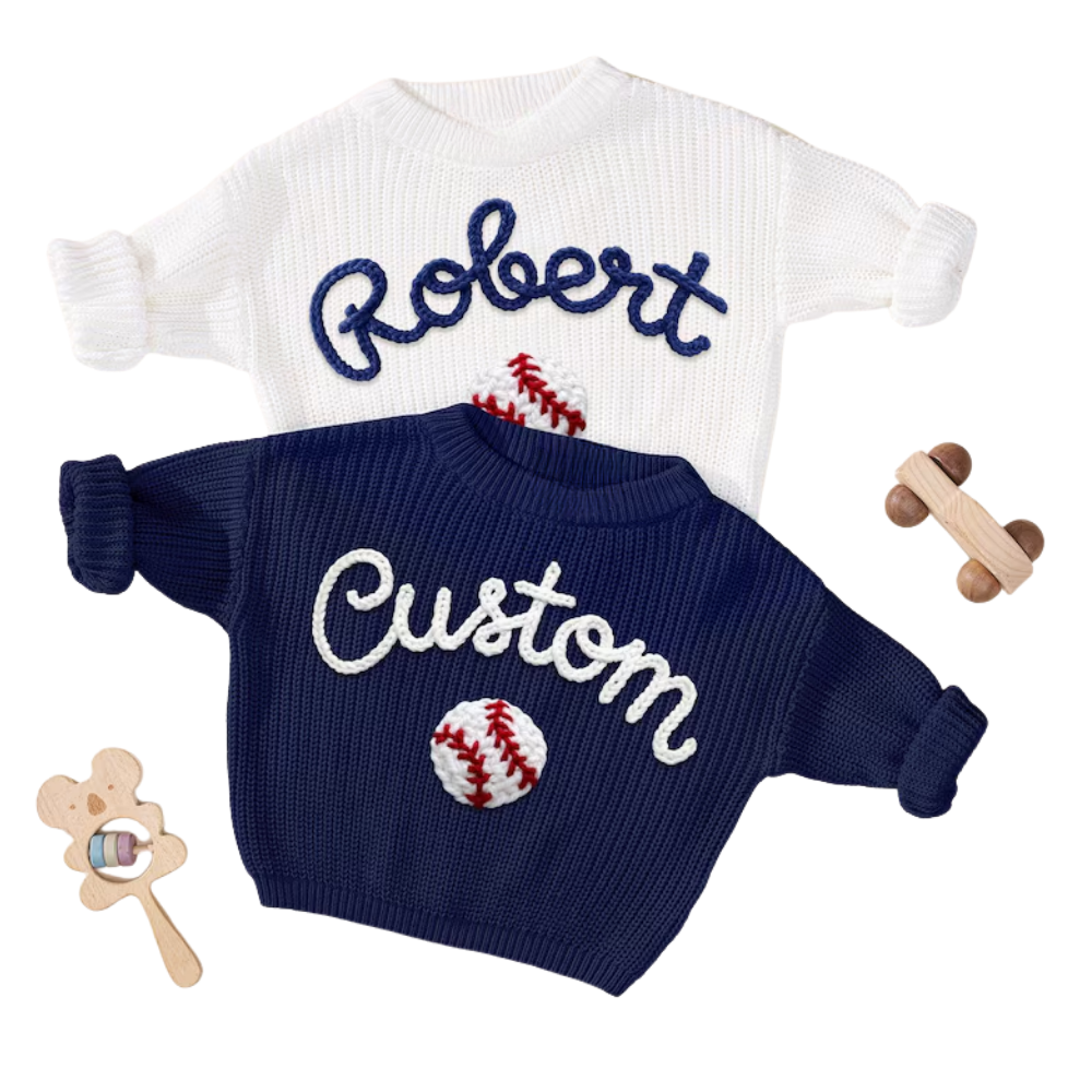 Personalized Baseball Baby Embroidered Sweater, Custom Baby Baseball Lover Sweatshirt BB0319