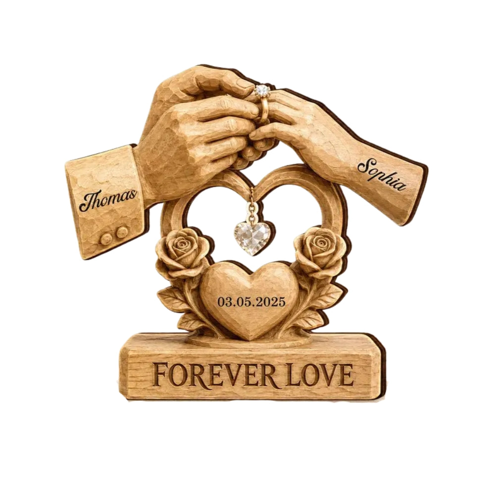 Custom Engagement Couple Layer Wooden Plaque, Custom Engaged Weeding Woden Block WD0926