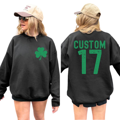 Custom Name And Number Lucky Shamrock Sweatshirt, Custom Irish Sweatshirt For Patrick's Day 2D0856