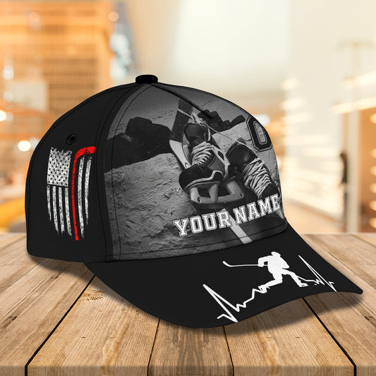 3D Classic Cap Love Hockey Personalized Name 6 Lasfour CA0777