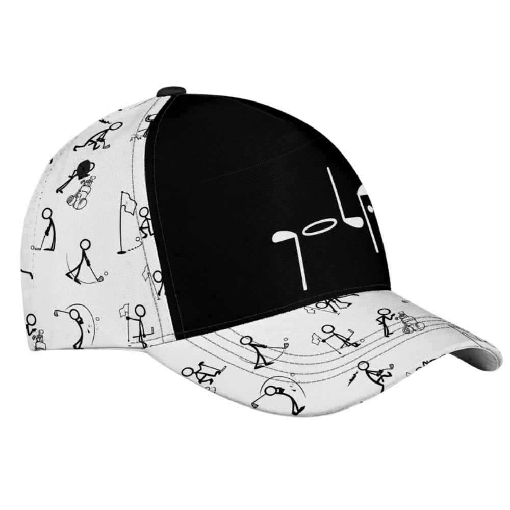 Personalized Stick Figure Golf Baseball Cap, Custom Funny Golf Hats Caps CP0012