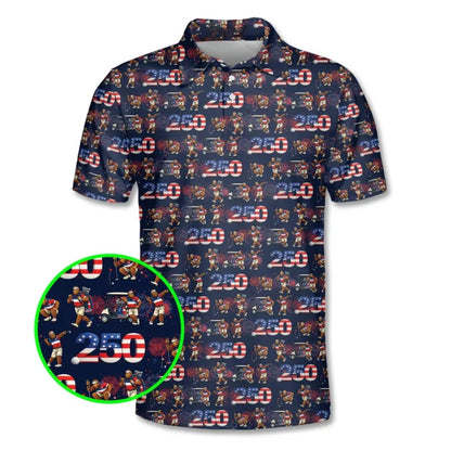Bigfoot 250th Anniversary Golf Men's Polo Shirt, Sasquatch 4th Of July Patriotic Golf Shirts GE0363