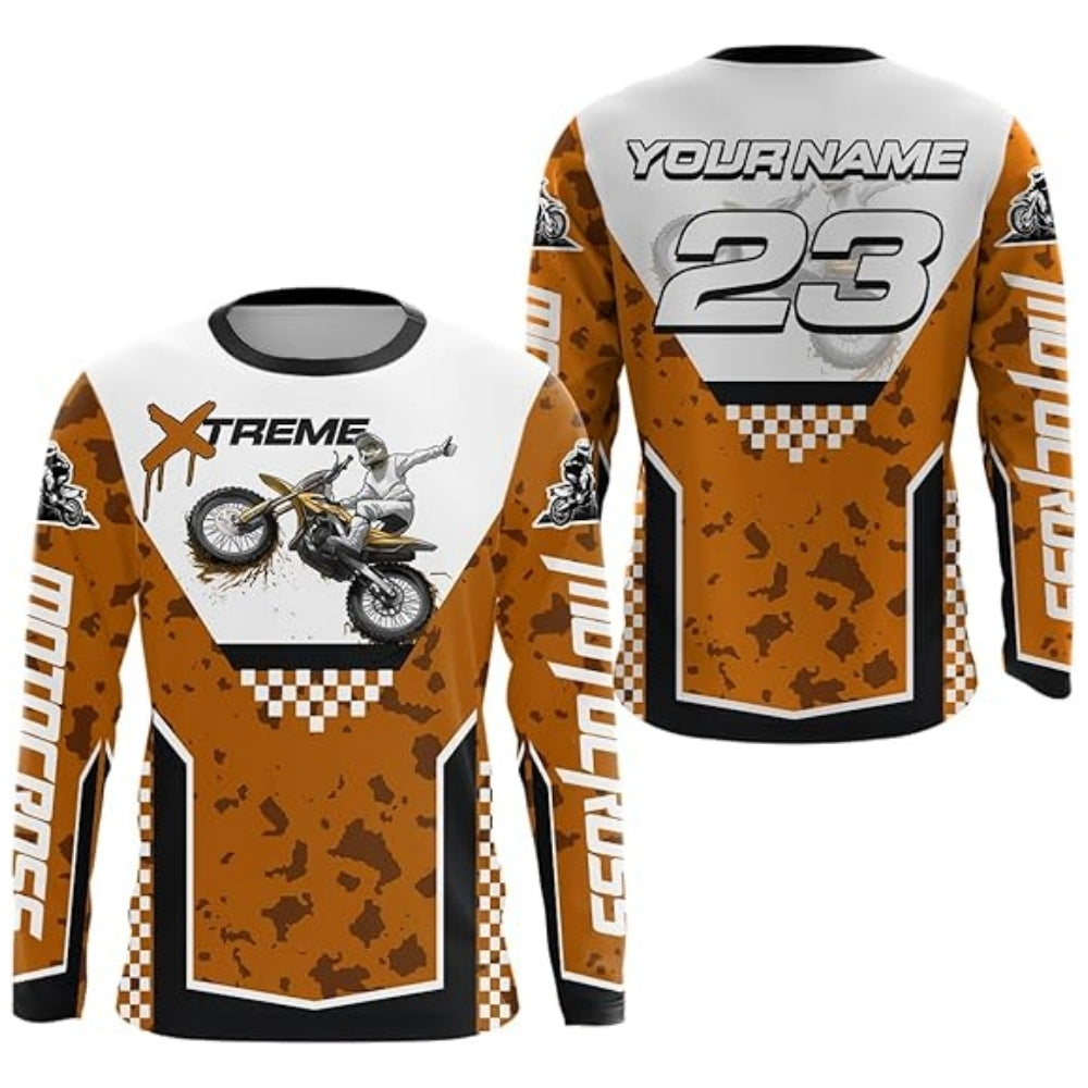 Custom Men's Green And White Racing Motocross Long Sleeve Jersey Shirts, Custom Motocross Shirts MZ0050