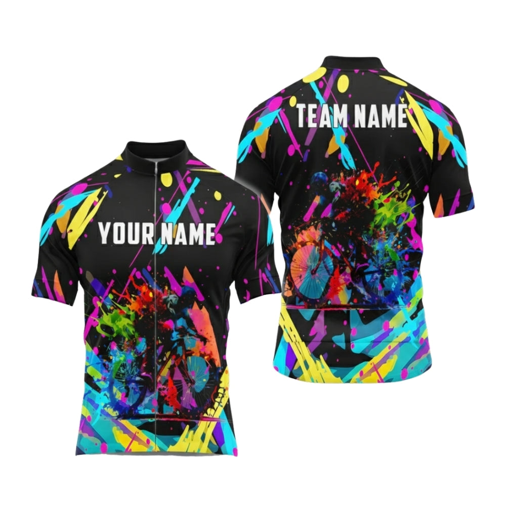 Custom Multicolor Graffiti Cycling Short Sleeve Jersey For Men, Custom Graffiti Cycling Jerseys CG0526