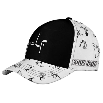 Personalized Stick Figure Golf Baseball Cap, Custom Funny Golf Hats Caps CP0012