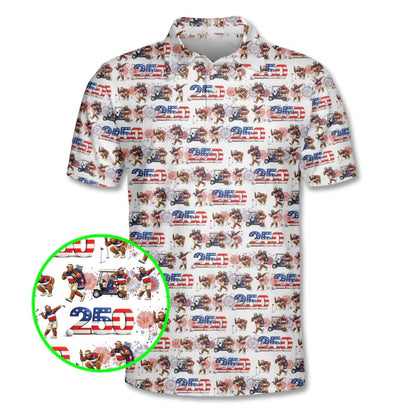Bigfoot 250th Anniversary Golf Men's Polo Shirt, Sasquatch 4th Of July Patriotic Golf Shirts GE0363