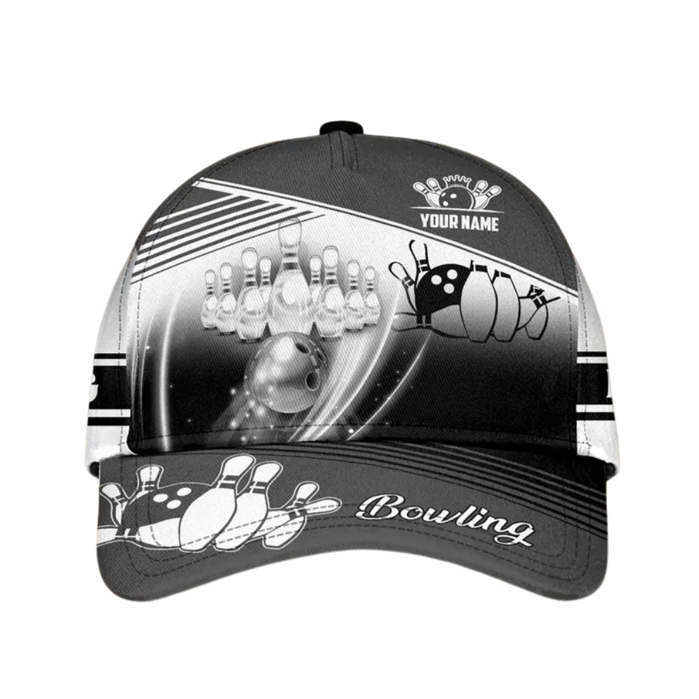 Custom Name Bowling 3D Baseball Cap, Custom Bowing Caps Hats For Bowlers CP0163