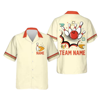 Custom Retro Atomic Bowling Hawaiian Shirt For Men Women, Custom Retro Bowling Team Shirts BE0171