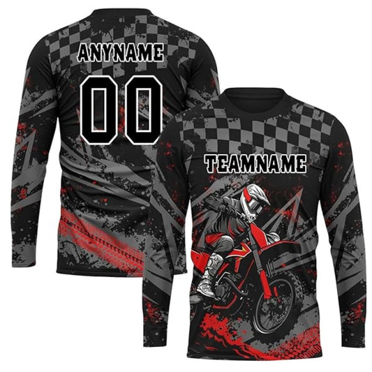 Custom Team Grunge Rider Dirt Bike Long Sleeve Shirt For Men, Custom Dirt Bike Team Shirts MZ0069