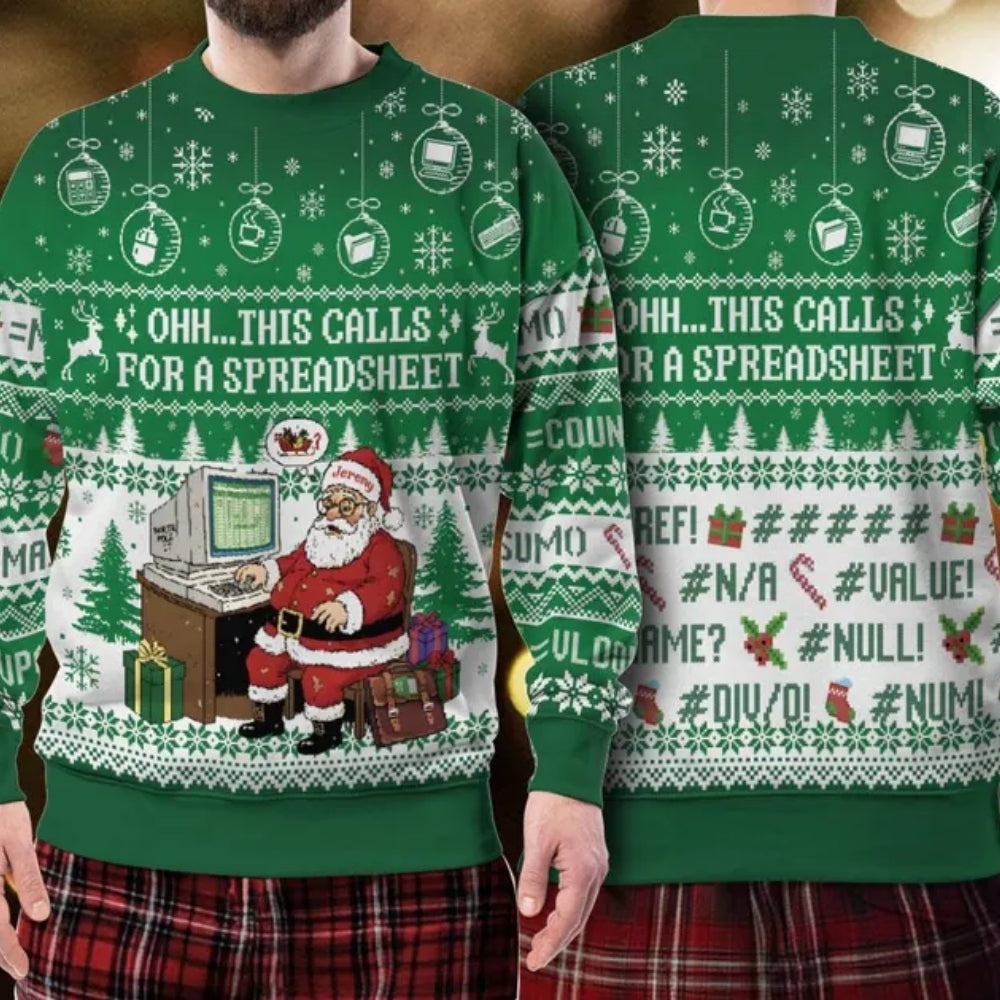 This Calls For A Spreadsheet Custom Name Accountant Ugly Christmas Sweatshirt, Custom Funny Accounting Xmas Sweater 2D1062