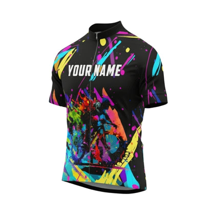Custom Multicolor Graffiti Cycling Short Sleeve Jersey For Men, Custom Graffiti Cycling Jerseys CG0526