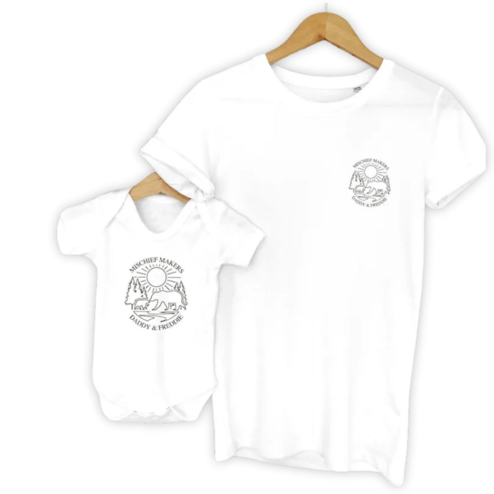 Mischef Maker Daddy And Me Matching T Shirt, Custom Hiking Matching Family Shirts ET0923